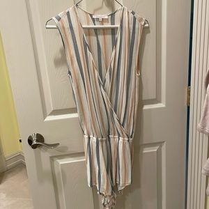 ☀️2/$15☀️ Olivaceous gauzy striped romper